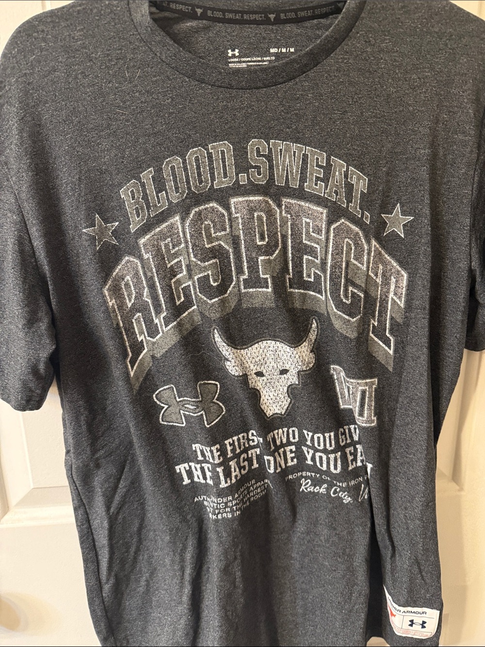 Under Armour Men’s Charcoal 'Blood. Sweat. Respect' Graphic Tee Project Rock